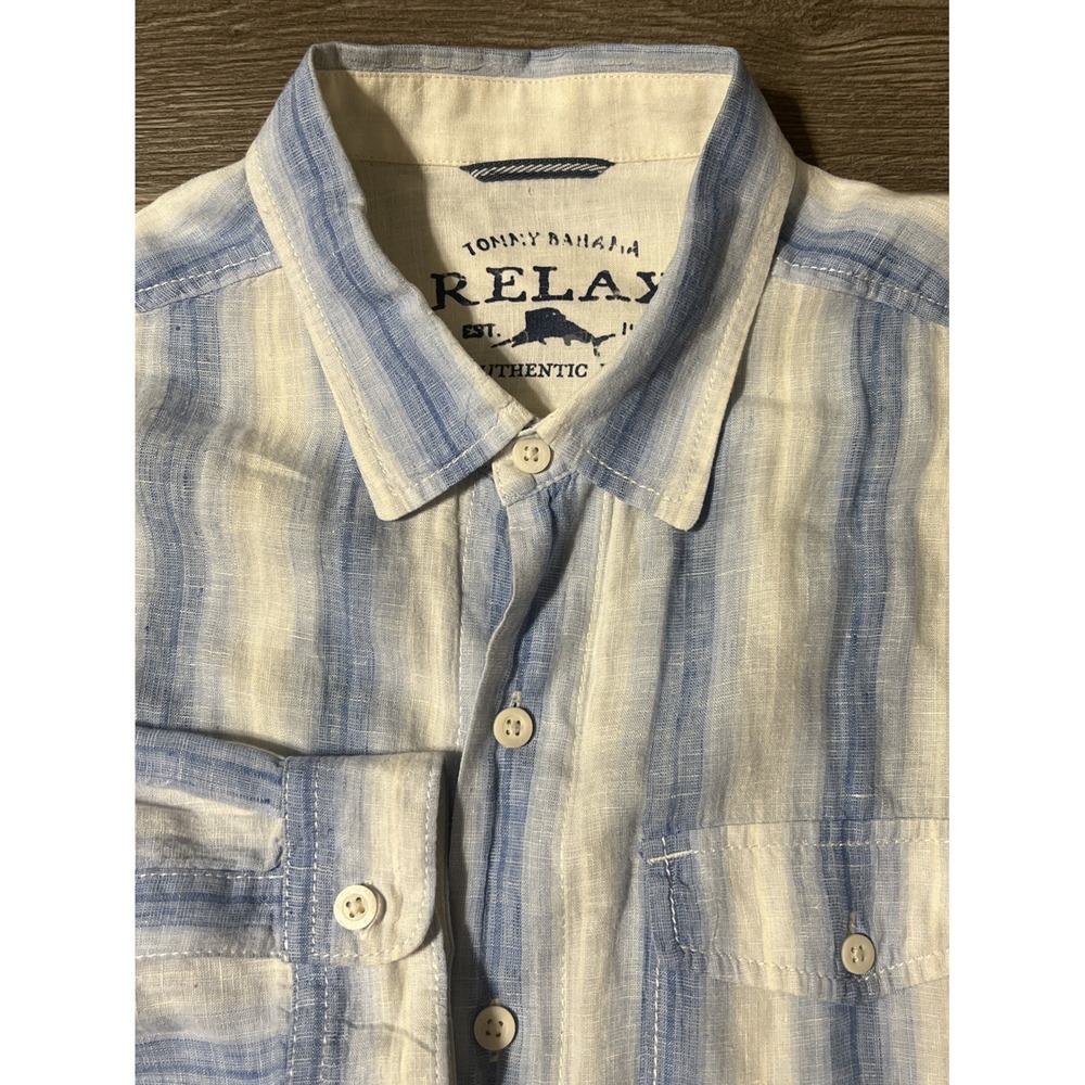 Tommy Bahama Relax 100% Linen Long Sleeve Button Up‎ Lightweight Shirt Size XL
